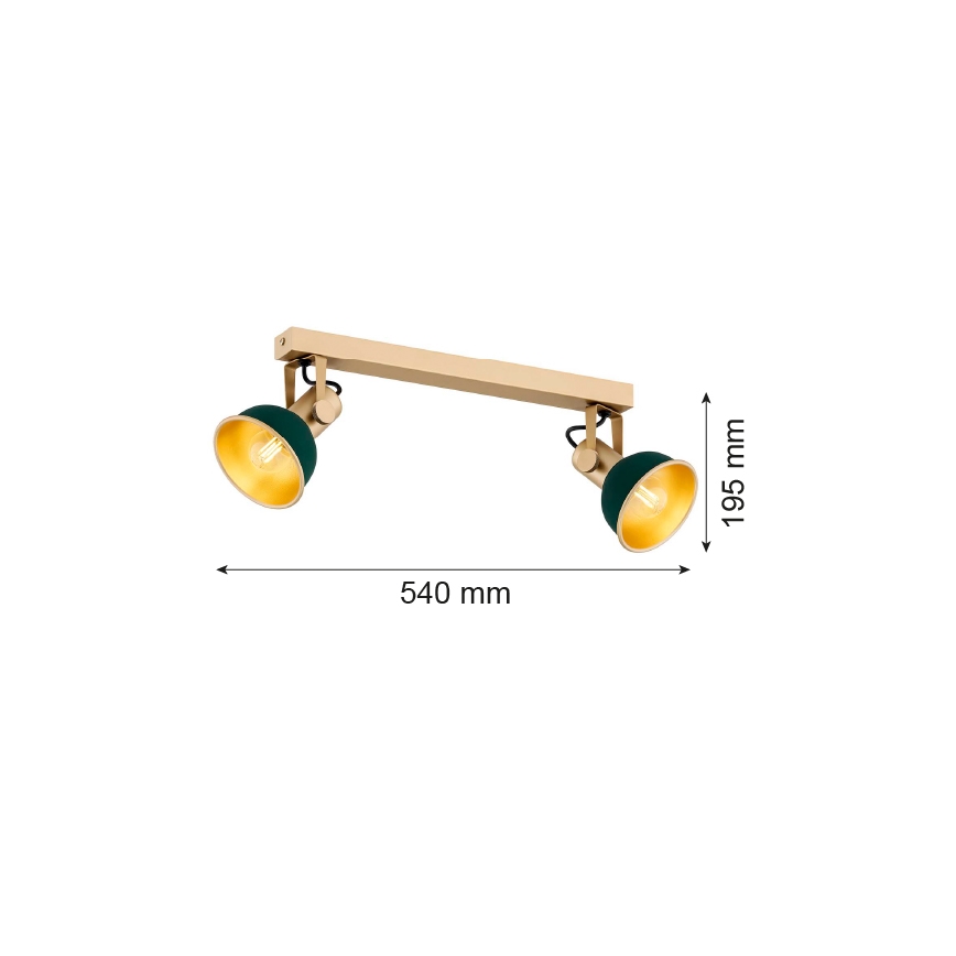 Argon 7143 - Spotlight LENORA 2xE14/7W/230V guld/grön