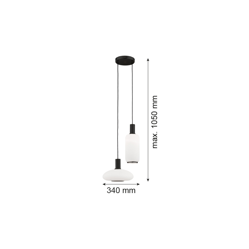 Argon 7214 - Ljuskrona med textilsladd SAGUNTO PLUS 2xE27/15W/230V svart