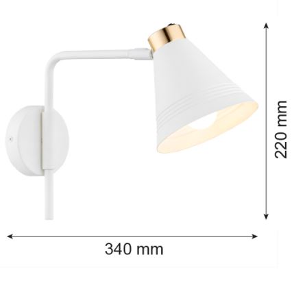 Argon 8006 - Vägglampa AVALONE 1xE27/15W/230V 34 cm vit/gyllene