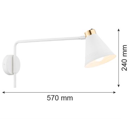 Argon 8007 - Vägglampa AVALONE 1xE27/15W/230V 57 cm vit/gyllene