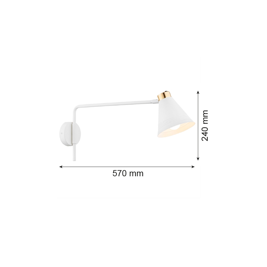 Argon 8007 - Vägglampa AVALONE 1xE27/15W/230V 57 cm vit/gyllene