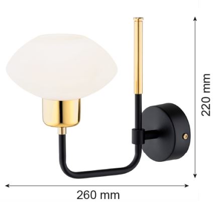 Argon 8032 - Vägglampa RAVELLO 1xE14/15W/230V svart/gyllene
