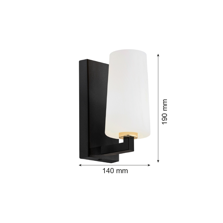 Argon 8056 - Vägglampa CAMELOT PLUS 1xE27/15W/230V svart/vit/gyllene