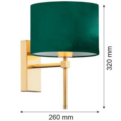 Argon 8107 - Vägglampa ABBANO 1xE27/15W/230V mässing/grön