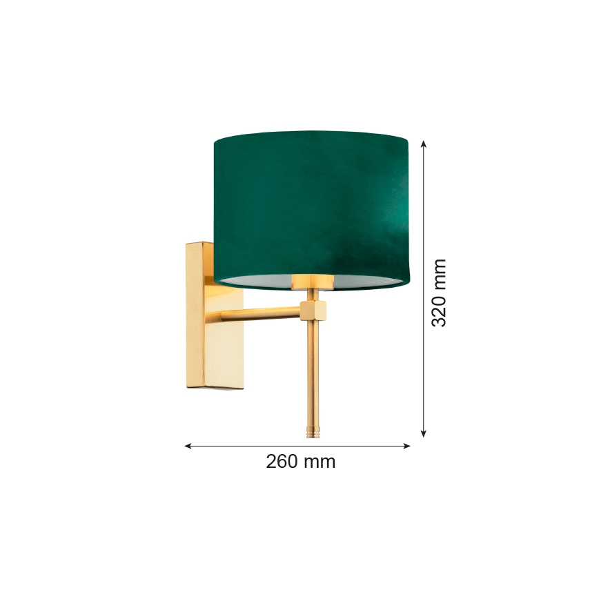 Argon 8107 - Vägglampa ABBANO 1xE27/15W/230V mässing/grön