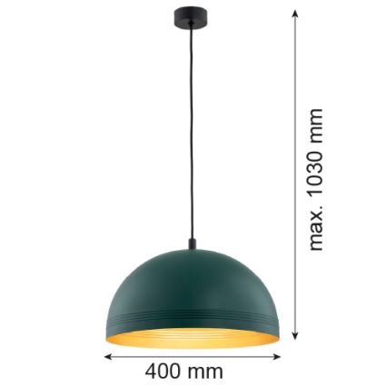 Argon 8243 - Ljuskrona med textilsladd BONITA 1xE27/15W/230V grön