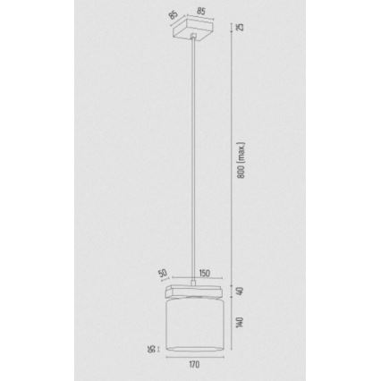 Argon 8276 - Ljuskrona med textilsladd CANOA 1xE27/15W/230V svart