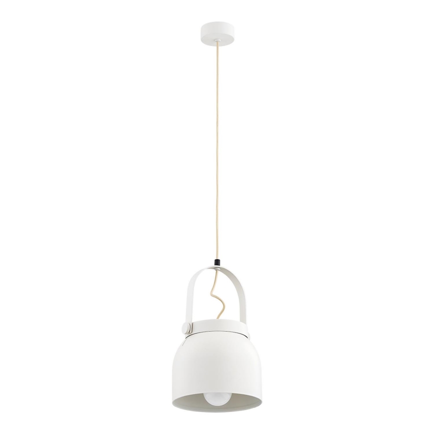 Argon 8280 - Ljuskrona med textilsladd LOGAN 1xE27/15W/230V diameter 20 cm vit