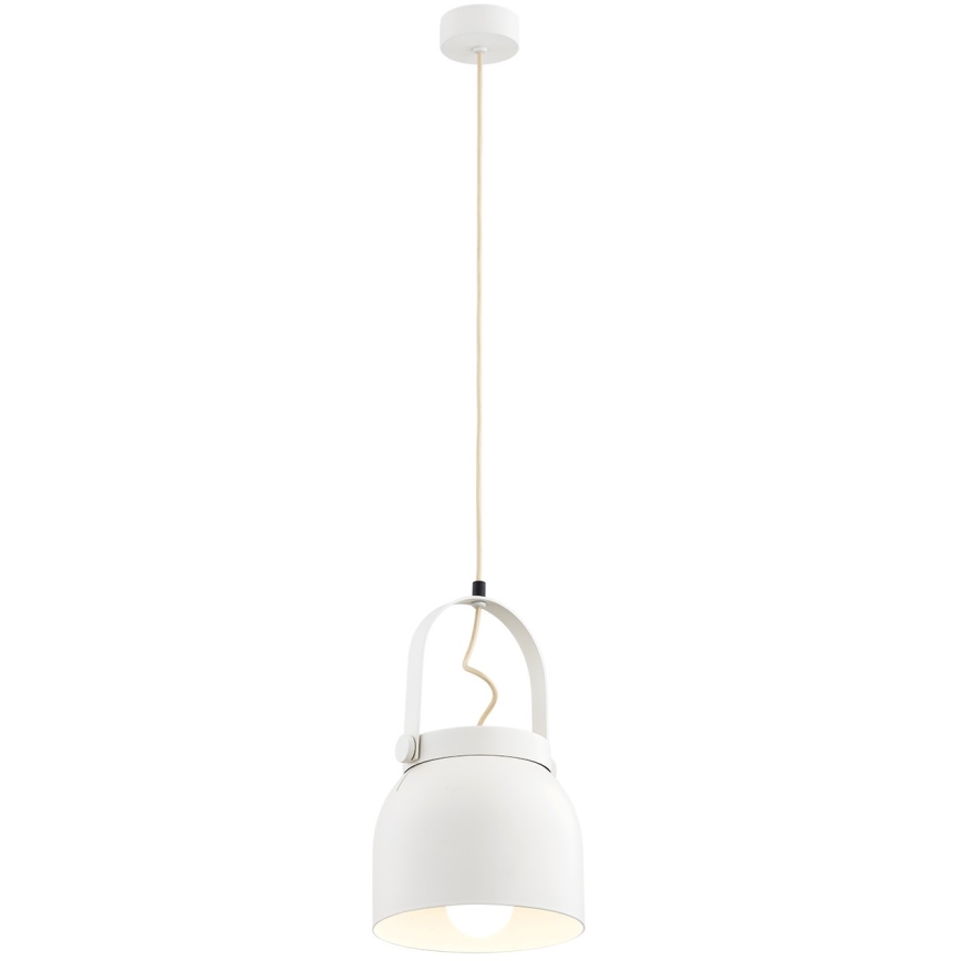 Argon 8280 - Ljuskrona med textilsladd LOGAN 1xE27/15W/230V diameter 20 cm vit