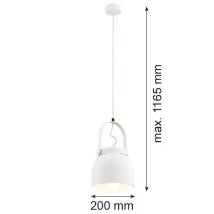 Argon 8280 - Ljuskrona med textilsladd LOGAN 1xE27/15W/230V diameter 20 cm vit
