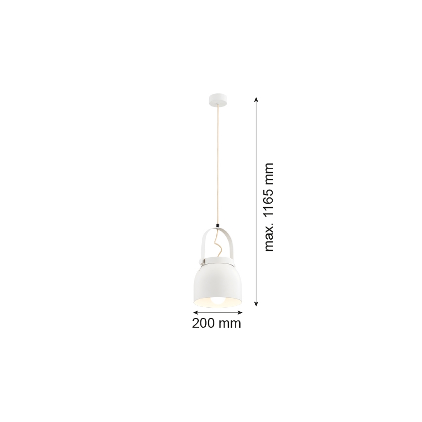 Argon 8280 - Ljuskrona med textilsladd LOGAN 1xE27/15W/230V diameter 20 cm vit
