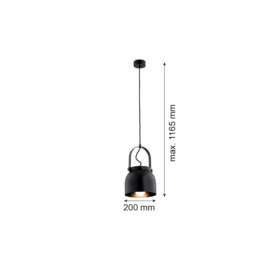 Argon 8281 - Ljuskrona med textilsladd LOGAN 1xE27/15W/230V diameter 20 cm svart