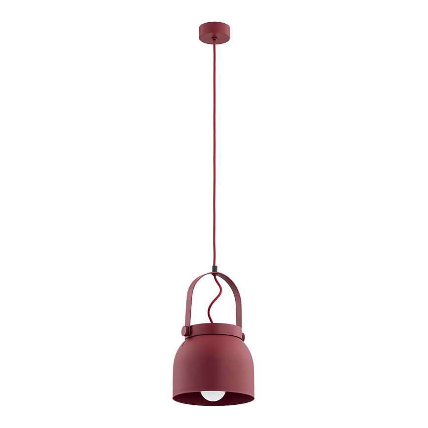 Argon 8282 - Ljuskrona med textilsladd LOGAN 1xE27/15W/230V diameter 20 cm röd