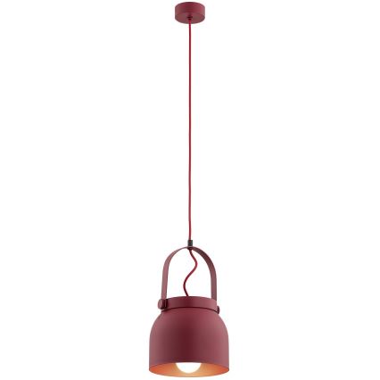 Argon 8282 - Ljuskrona med textilsladd LOGAN 1xE27/15W/230V diameter 20 cm röd