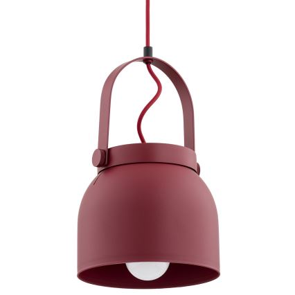 Argon 8282 - Ljuskrona med textilsladd LOGAN 1xE27/15W/230V diameter 20 cm röd