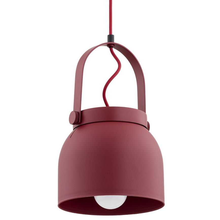 Argon 8282 - Ljuskrona med textilsladd LOGAN 1xE27/15W/230V diameter 20 cm röd