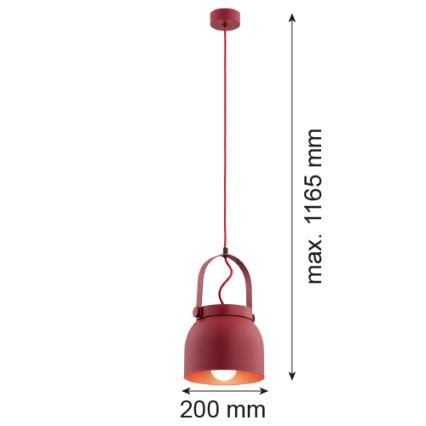Argon 8282 - Ljuskrona med textilsladd LOGAN 1xE27/15W/230V diameter 20 cm röd