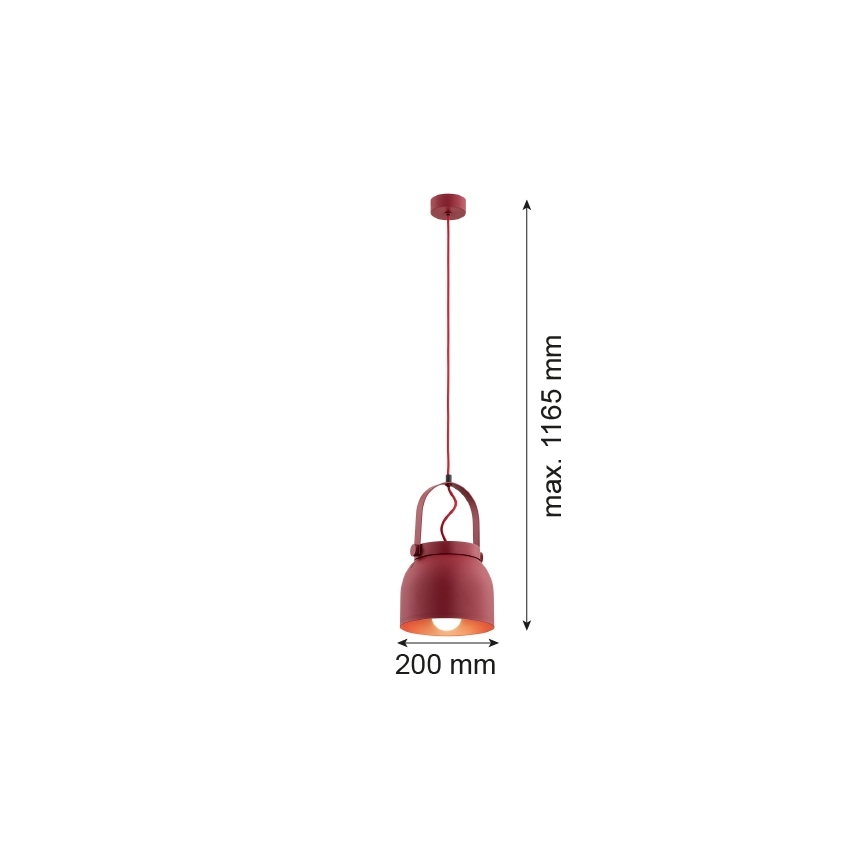 Argon 8282 - Ljuskrona med textilsladd LOGAN 1xE27/15W/230V diameter 20 cm röd