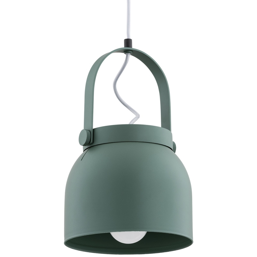 Argon 8283 - Ljuskrona med textilsladd LOGAN 1xE27/15W/230V diameter 20 cm grön