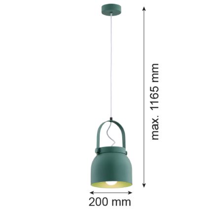 Argon 8283 - Ljuskrona med textilsladd LOGAN 1xE27/15W/230V diameter 20 cm grön