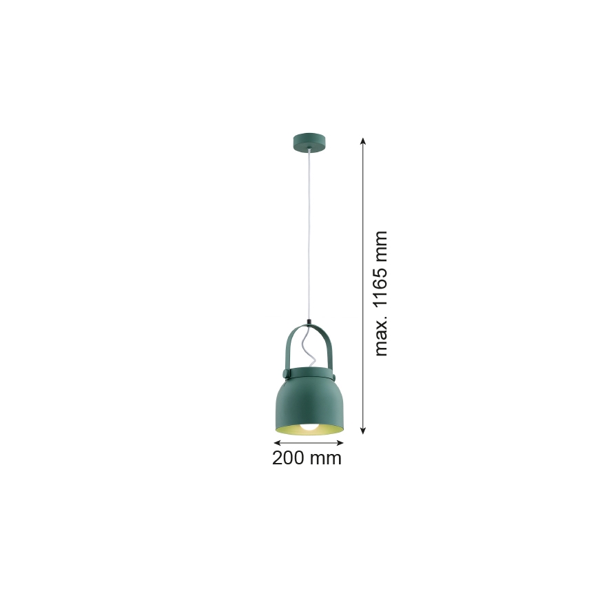 Argon 8283 - Ljuskrona med textilsladd LOGAN 1xE27/15W/230V diameter 20 cm grön