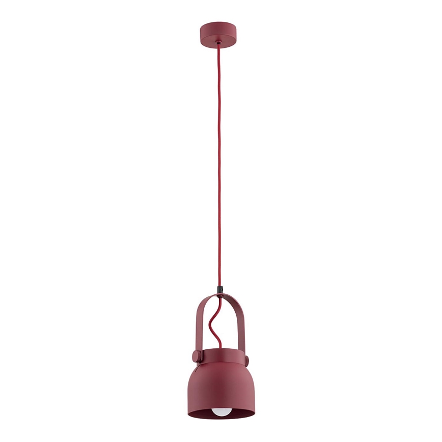Argon 8292 - Ljuskrona med textilsladd LOGAN 1xE27/15W/230V diameter 14 cm röd