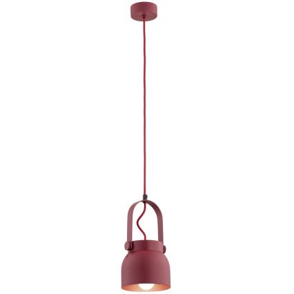 Argon 8292 - Ljuskrona med textilsladd LOGAN 1xE27/15W/230V diameter 14 cm röd