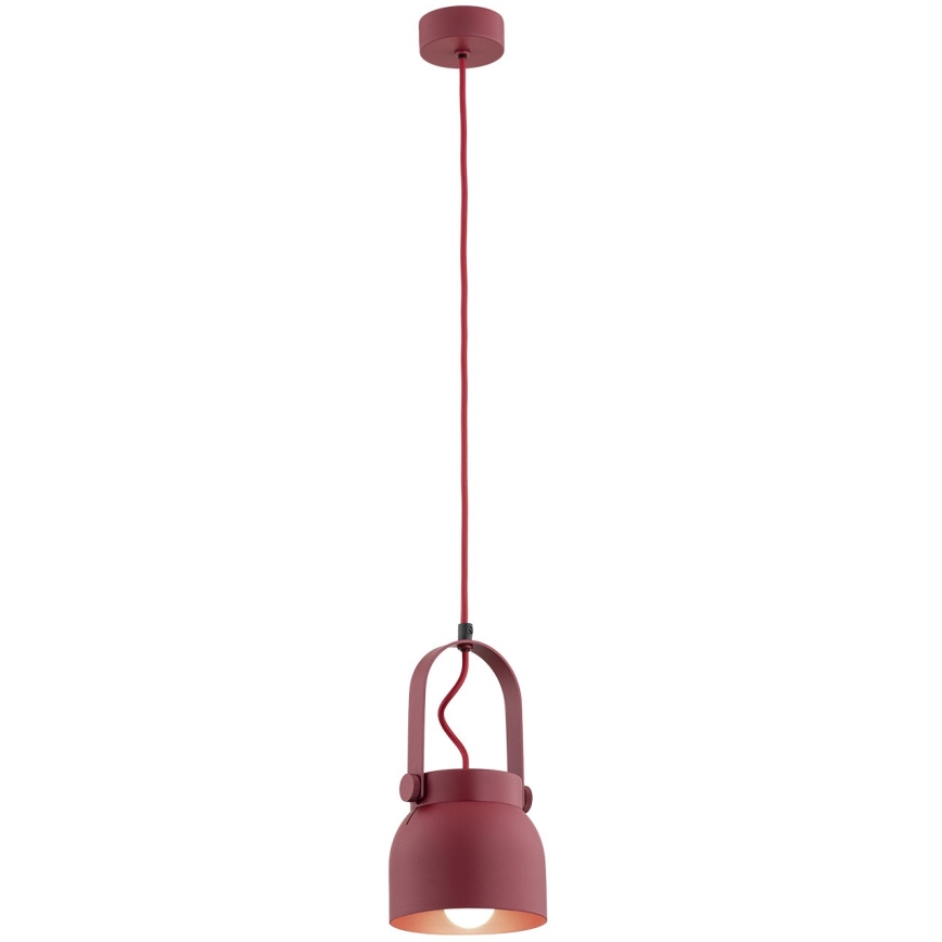 Argon 8292 - Ljuskrona med textilsladd LOGAN 1xE27/15W/230V diameter 14 cm röd