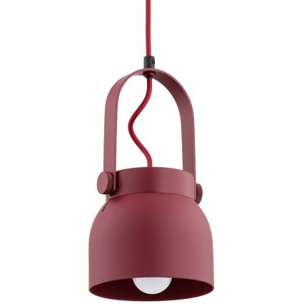 Argon 8292 - Ljuskrona med textilsladd LOGAN 1xE27/15W/230V diameter 14 cm röd