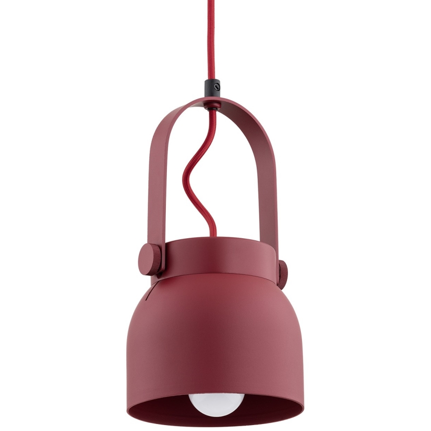 Argon 8292 - Ljuskrona med textilsladd LOGAN 1xE27/15W/230V diameter 14 cm röd