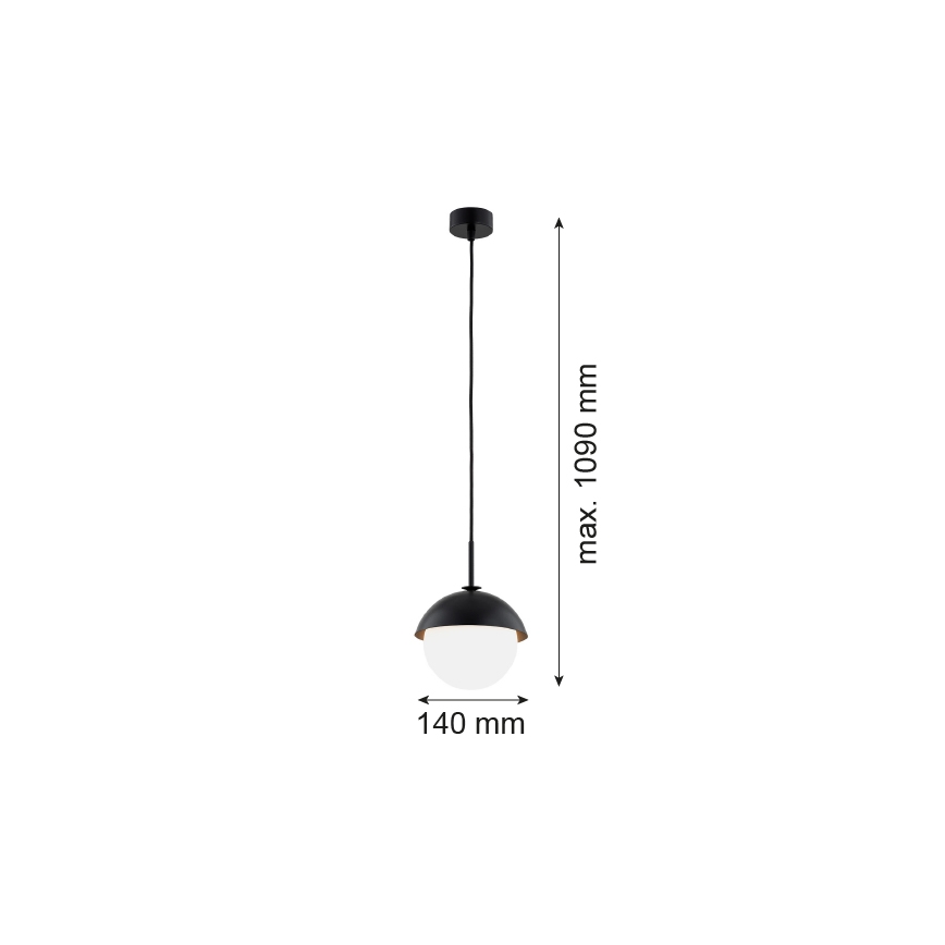 Argon 8295 - Ljuskrona med textilsladd CAPPELLO 1xE27/15W/230V svart