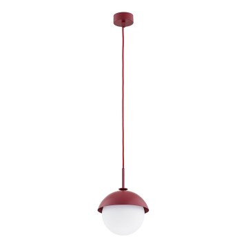 Argon 8296 - Ljuskrona med textilsladd CAPPELLO 1xE27/15W/230V röd
