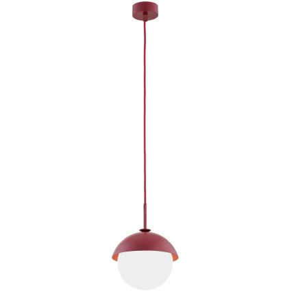 Argon 8296 - Ljuskrona med textilsladd CAPPELLO 1xE27/15W/230V röd