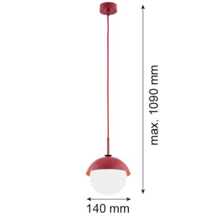 Argon 8296 - Ljuskrona med textilsladd CAPPELLO 1xE27/15W/230V röd