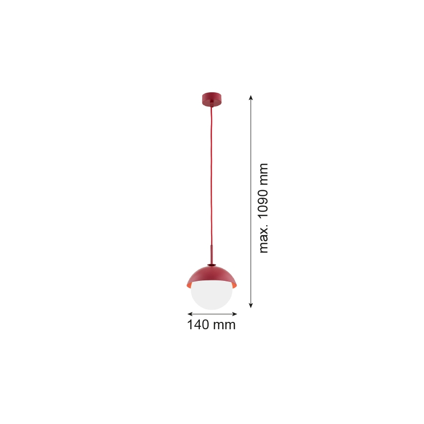 Argon 8296 - Ljuskrona med textilsladd CAPPELLO 1xE27/15W/230V röd