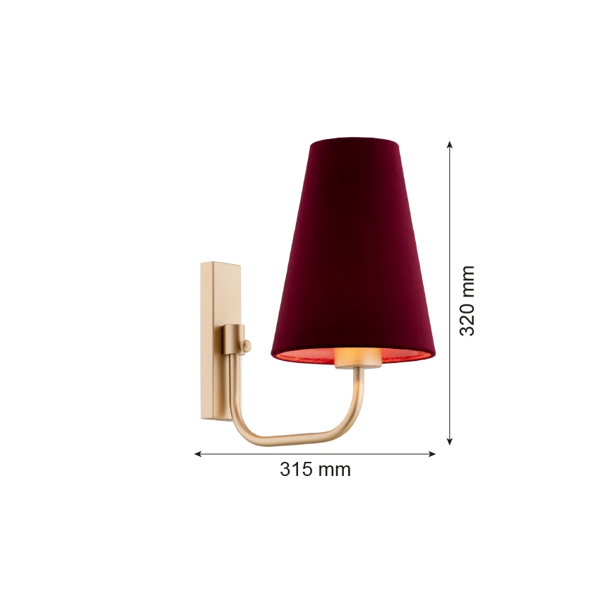 Argon 8313 - Vägglampa SAFIANO 1xE27/15W/230V burgundy