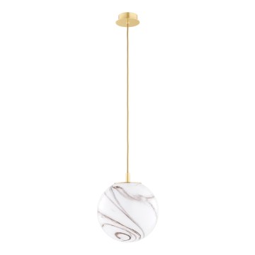 Argon 8447 - Ljuskrona med textilsladd ALMIROS 1xE27/15W/230V diameter 25 cm alabaster guld