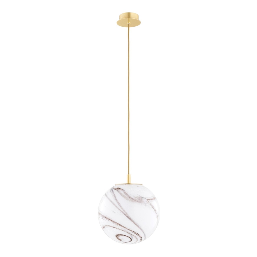 Argon 8447 - Ljuskrona med textilsladd ALMIROS 1xE27/15W/230V diameter 25 cm alabaster guld