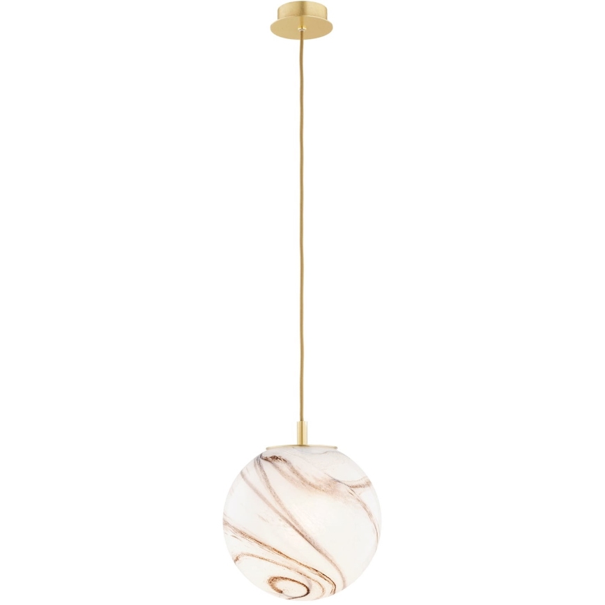 Argon 8447 - Ljuskrona med textilsladd ALMIROS 1xE27/15W/230V diameter 25 cm alabaster guld