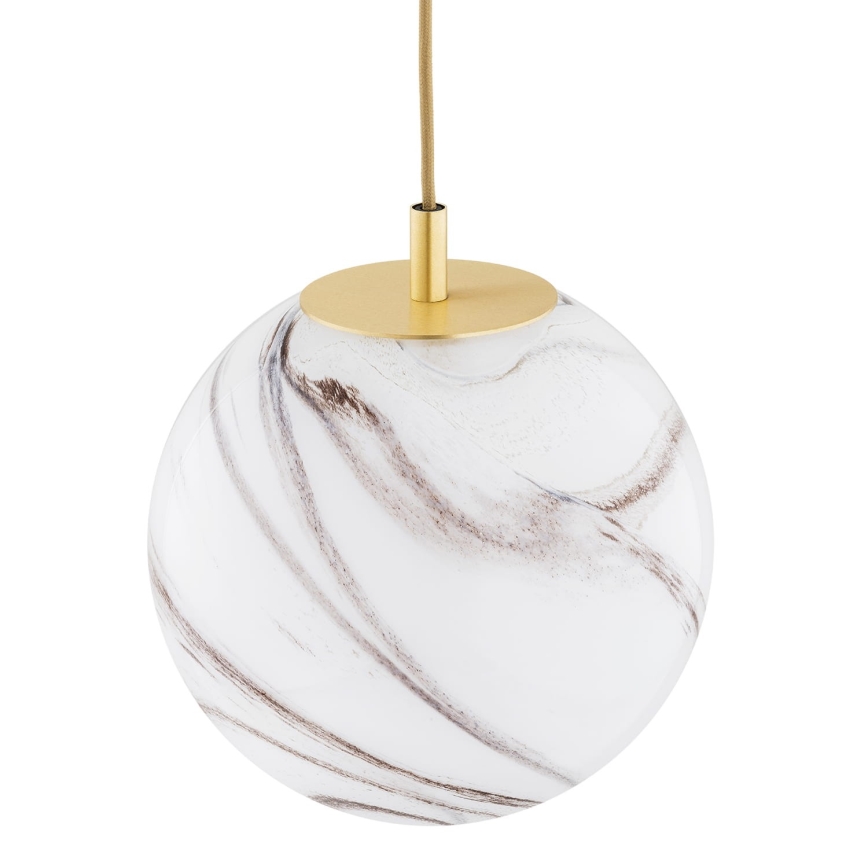 Argon 8447 - Ljuskrona med textilsladd ALMIROS 1xE27/15W/230V diameter 25 cm alabaster guld