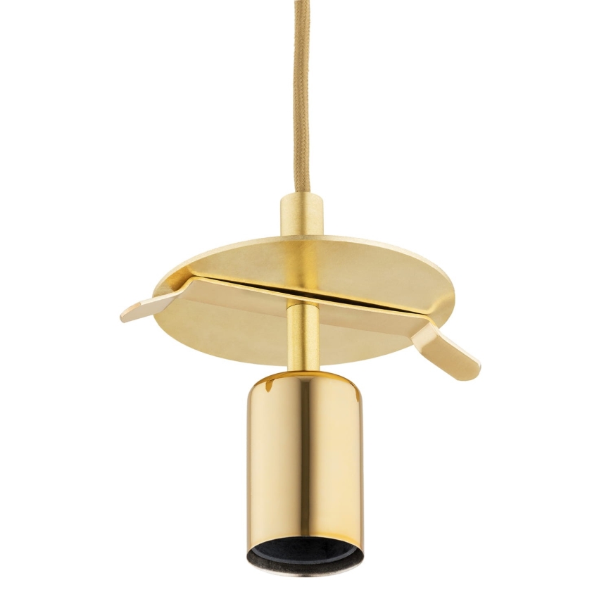 Argon 8447 - Ljuskrona med textilsladd ALMIROS 1xE27/15W/230V diameter 25 cm alabaster guld