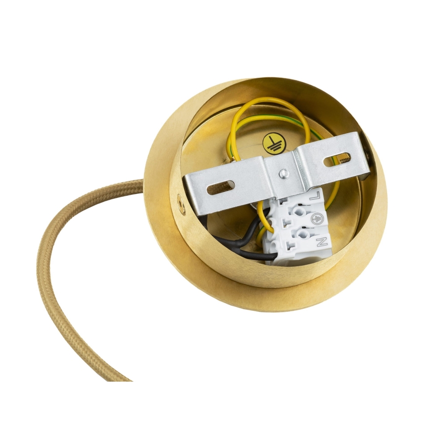Argon 8447 - Ljuskrona med textilsladd ALMIROS 1xE27/15W/230V diameter 25 cm alabaster guld