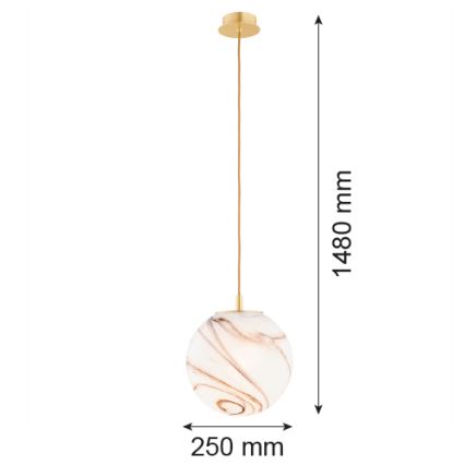 Argon 8447 - Ljuskrona med textilsladd ALMIROS 1xE27/15W/230V diameter 25 cm alabaster guld