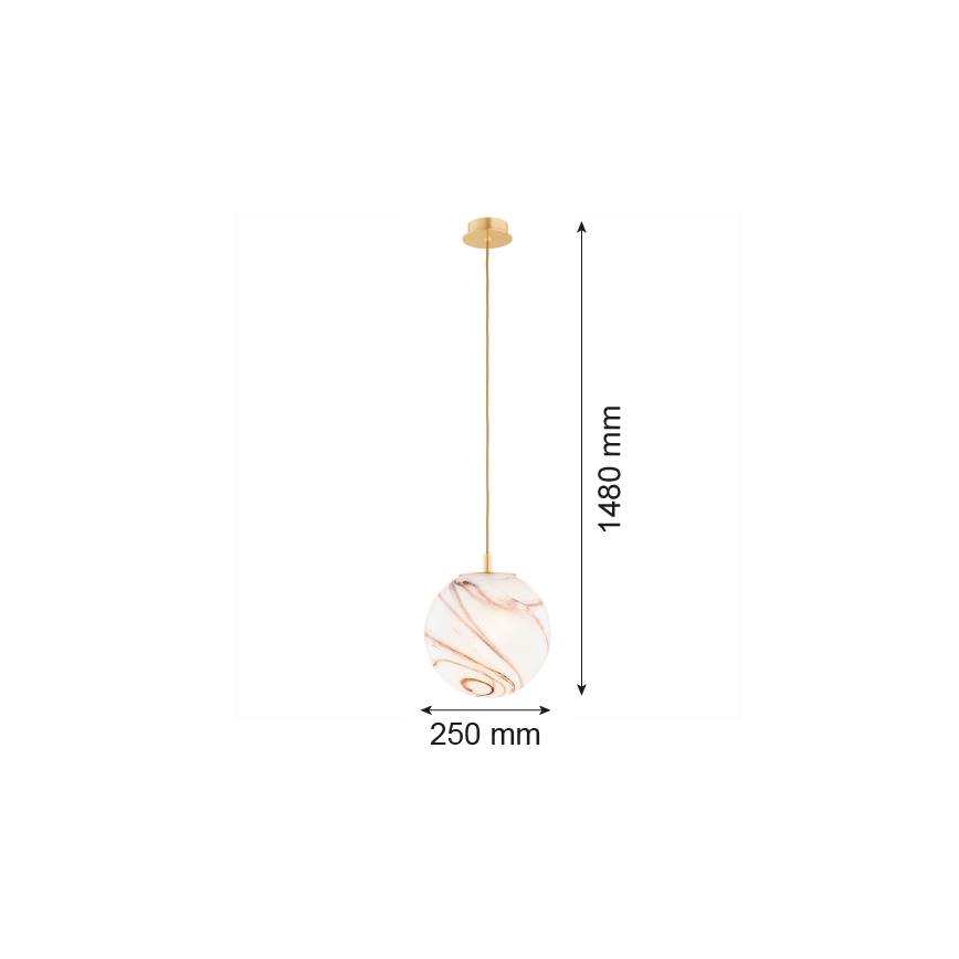 Argon 8447 - Ljuskrona med textilsladd ALMIROS 1xE27/15W/230V diameter 25 cm alabaster guld