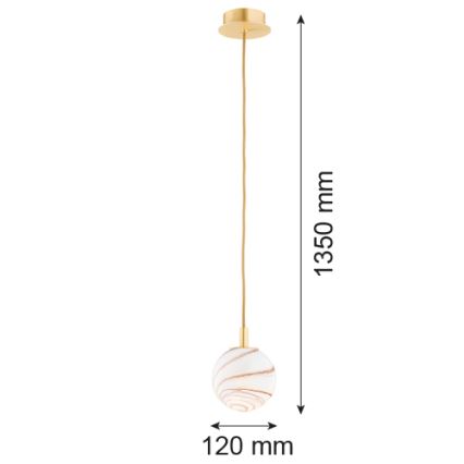 Argon 8450 - Ljuskrona med textilsladd ALMIROS 1xE14/7W/230V diameter 12 cm alabaster guld