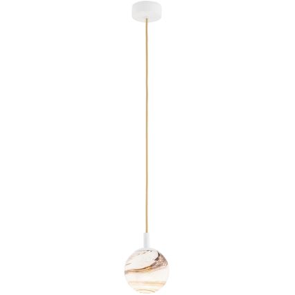 Argon 8451 - Ljuskrona med textilsladd ALMIROS 1xE14/7W/230V diameter 12 cm alabaster vit/guld