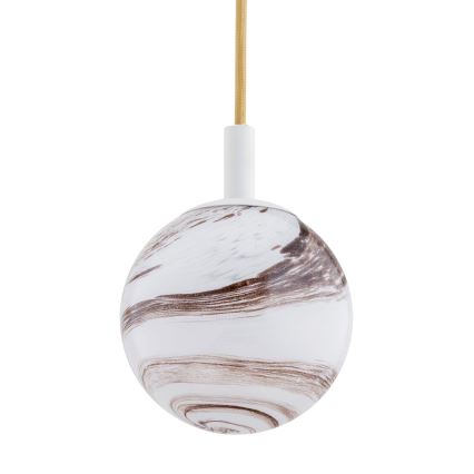 Argon 8451 - Ljuskrona med textilsladd ALMIROS 1xE14/7W/230V diameter 12 cm alabaster vit/guld