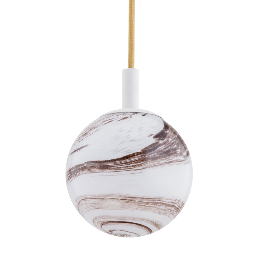 Argon 8451 - Ljuskrona med textilsladd ALMIROS 1xE14/7W/230V diameter 12 cm alabaster vit/guld