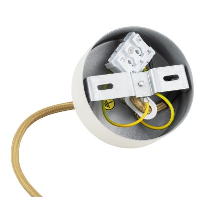 Argon 8451 - Ljuskrona med textilsladd ALMIROS 1xE14/7W/230V diameter 12 cm alabaster vit/guld