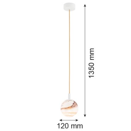 Argon 8451 - Ljuskrona med textilsladd ALMIROS 1xE14/7W/230V diameter 12 cm alabaster vit/guld